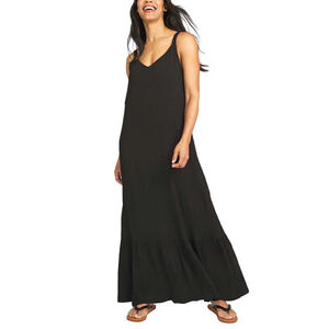Hurley Ruffle Maxi Dress Sleeveless Slouchy Boho Crepe Fabric Flowy Coastal
